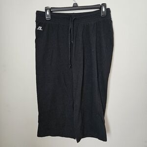 Russell Athletic Capri Pants Tie Waist Black Neutral Casual Workout Athleisure